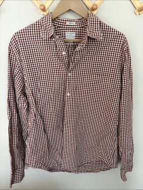 J. Crew classic brown and White Gingham Button-Down Shirt